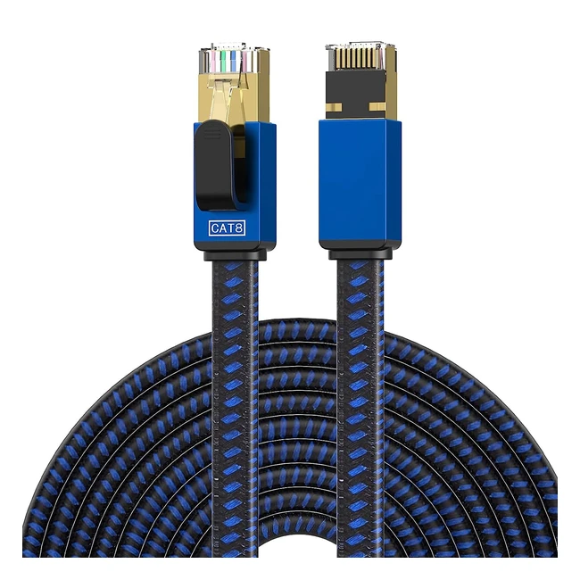Cable Ethernet Cat 8 de 30m - Alta Velocidad Trenzado de Nailon Conectores RJ4