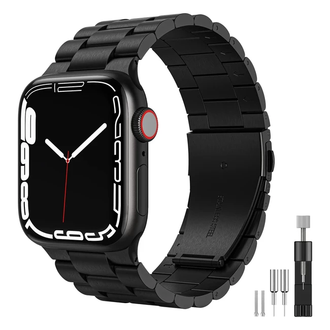 Bracelet de Montre Apple Watch Owlhold en Acier Inoxydable de Qualité Supérieure pour Homme et Femme - Noir