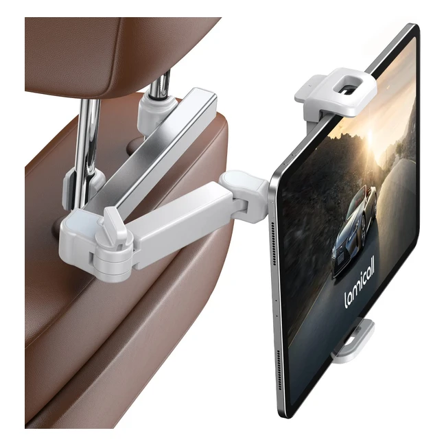 Support tablette voiture Lamicall - Bras télescopique 360° - Compatible avec iPad, Samsung Tab, Switch et autres - Blanc