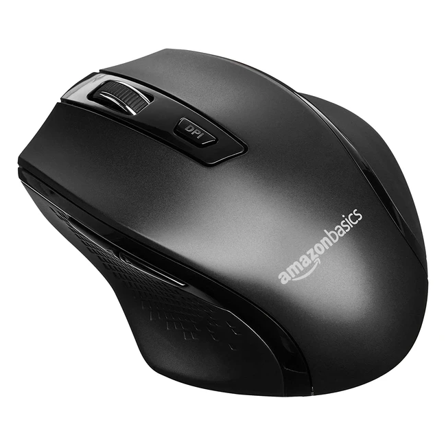 Amazon Basics Ergonomische Wireless USB Maus - DPI einstellbar - Schwarz