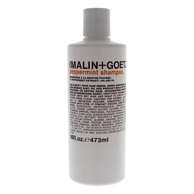 Malin+Goetz Peppermint Shampoo - Gentle & Hydrating for All Hair Types (16.1 oz)