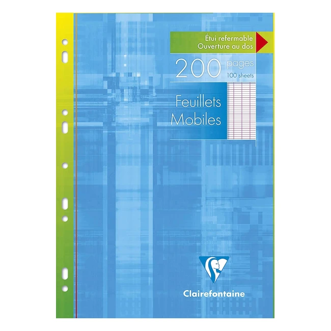 Clairefontaine Astuccio Fogli Mobili Forati A4 - 200 Pagine Quadretti Grandi Bianchi 90g