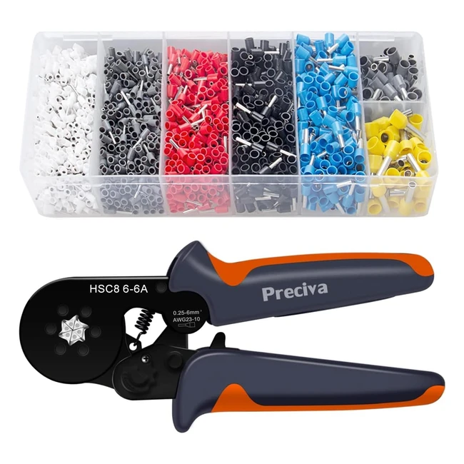 Alicates Terminales Hexagonal Preciva - Ajustable con Trinquete - 1900 Conectores de Cable de 0.25-6mm²