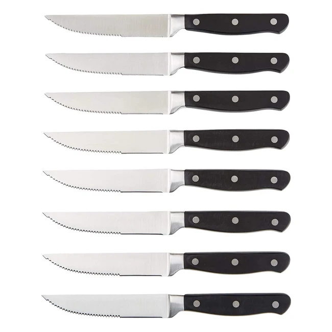 Amazon Basics Messerset - 8-teilig, mit fein gezahnten Klingen aus hochwertigem, rostfreiem Stahl und ausbalanciertem Griff