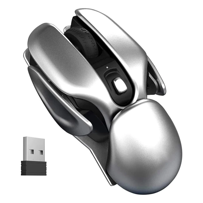 Gamextrem Wireless Maus 2,4GHz mit USB Nano Empfänger, 36 Monate Lebensdauer, 1000DPI optische Abtastung, beidhändig, kompatibel mit PC Laptop, Silber
