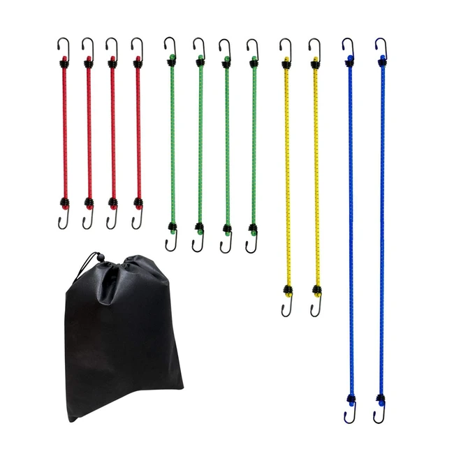 Corde elastiche robuste multicolore Amazon Basics - Confezione da 12