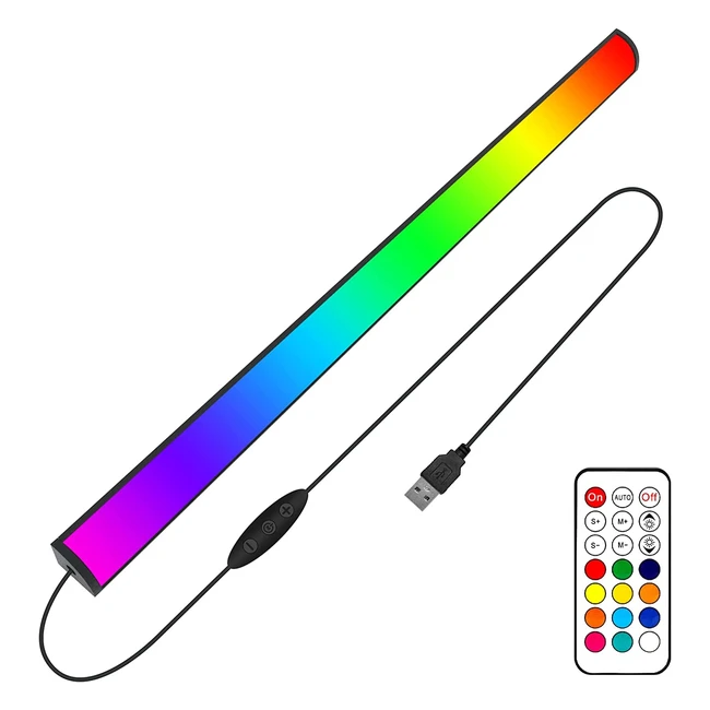 Ferswe RGB Under Monitor Light Bar - Dream Color Gaming Light Bar with Remote Control - USB Port - Dimmable and Speed Adjustable - for PC Gaming and Desk