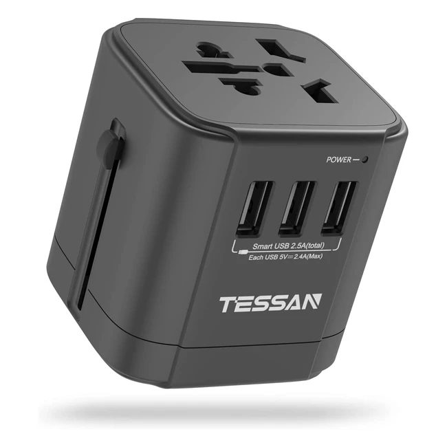 Adaptateur de Voyage Universel Tessan avec 3 USB - 224 Pays - USA UK Japon Chine Australie Italie - Prise Monde vers France