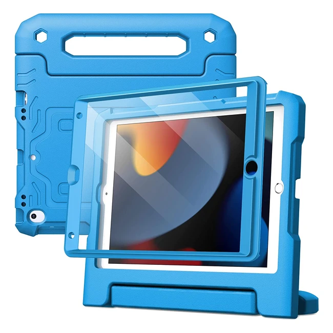 Coque enfant Jetech pour iPad 10.2 pouces - Protection antichoc avec support et poignée - Bleu