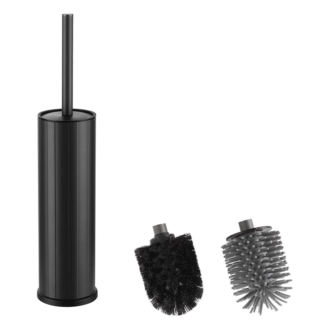 BGL Silicone Toilet Brush Holder - 2 Brush Heads - Matte Black