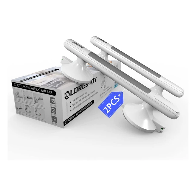 Suction Bathroom Grab Rails - Mobility Support Safety Handle for Elderly - 2pcs with Suction Cup Fitting - Disability Aids