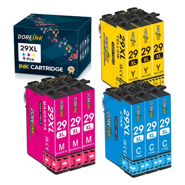 Cartucce d'inchiostro compatibili Doreink 29XL per Epson 29/29XL - Set da 9 - XP235/XP245/XP247/XP255/XP257/XP332/XP335/XP342/XP352/XP432/XP442