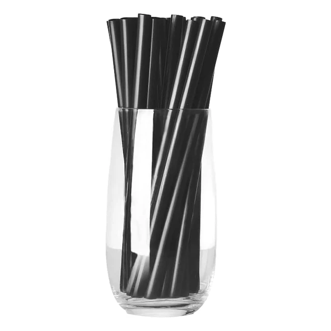 Lot de 100 pailles réutilisables noires en plastique 22cm - Qualité alimentaire