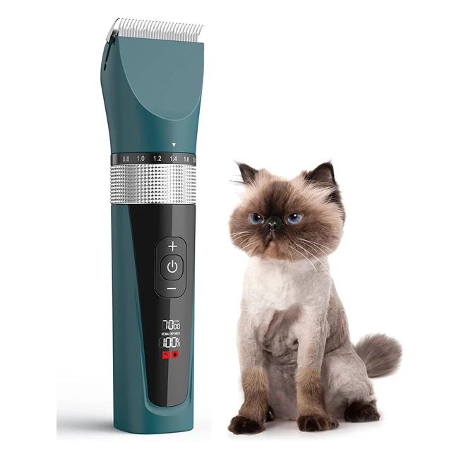 Oneisall Cat Grooming Clippers for Matted Hair - 5 Speed Waterproof Pet Hair Trimmer for Dogs, Cats & Animals - Green