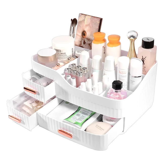 Organisateur de Maquillage CGBe - Boîte de Rangement avec 3 Tiroirs et 8 Compartiments pour Cosmétiques, Parfums et Bijoux
