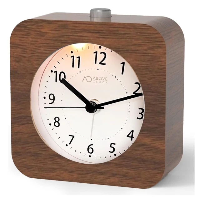 Silent Wooden Alarm Clock with Snooze Function and Night Light - Stylish Design by AboveClock