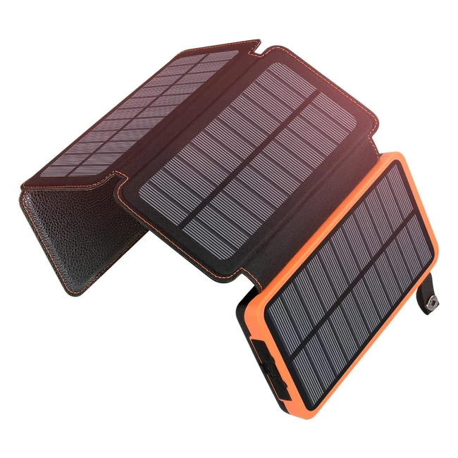 ADDTOP Solar Powerbank 25000mAh - Tragbares Solar-Ladegert mit 4 Solarpanels 