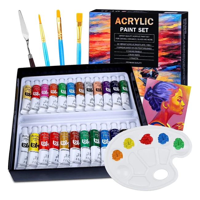 Kit de Pinturas Acrílicas Vicbay - 24 Colores Intensos + Accesorios