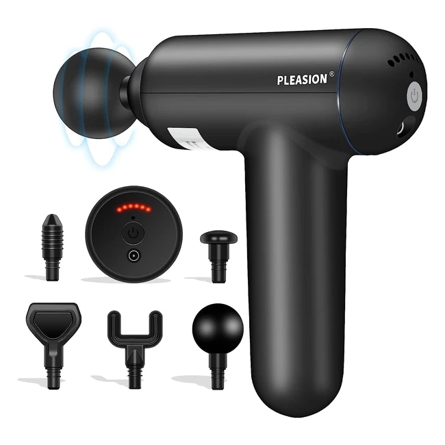 Electric Handheld Deep Tissue Massage Gun for Muscle Pain Relief - 6 Speed Levels, 5 Massager Heads