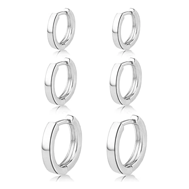 SilverGold Mini Huggie Hoop Earrings Set - Hypoallergenic for Women & Men (6mm, 8mm, 10mm, 12mm)