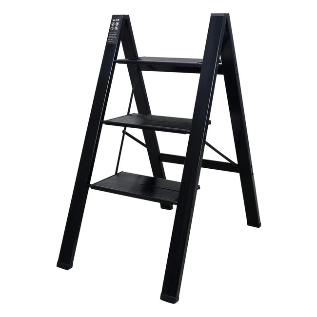 Baoyouni Folding 3 Step Stool - Lightweight & Durable Aluminum with Anti-Slip Wide Pedal for Household, Office & Plant Pots Displaying