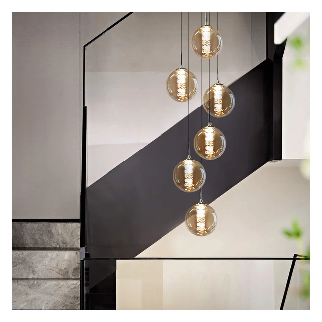 Lampe Suspension Moderne en Verre Ambre pour Cuisine, Salon et Chambre
