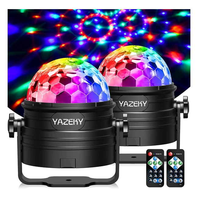 Boule Disco 2 Pack Yazeky Lumière Soirée - Projecteur Boule Lumineuse Disco 360° Rotative - Boule à Facette 7 RGB avec Télécommande - Jeux de Lumière pour Soirée, KTV, DJ, Fête, Disco, Nol, Bar