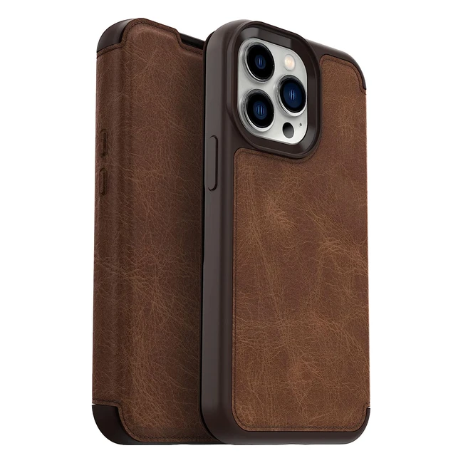 OtterBox Strada Case for iPhone 13 Pro - Shockproof, Drop-Proof, Premium Leather Folio with Card Holders - Brown