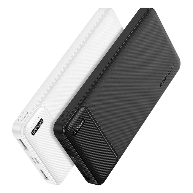 Asperx Powerbank 10000mAh - 2 Stück, USB-C Ein- und Ausgang, kompatibel mit iPhone, Samsung, iPad, Huawei, AirPods, Switch