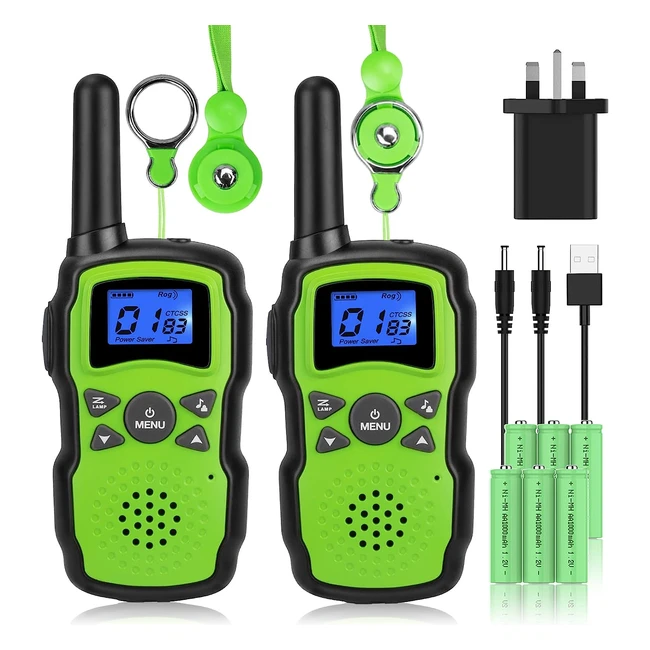 Wishouse Walkie Talkie - Rechargeable, Long Range, Flashlight, Perfect for Outdoor Fun and Games - Kids and Adults, 2 Pack