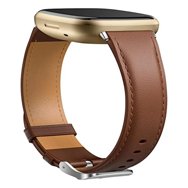 Dirrelo Leather Strap for Fitbit Versa 3 & Sense - Genuine Leather Elegant Replacement Band