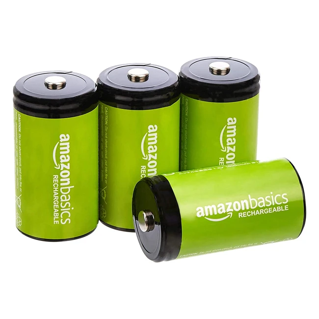 Amazon Basics D-Zelle wiederaufladbare Batterien 10000mAh, 4er Pack, kompatibel mit allen Geräten