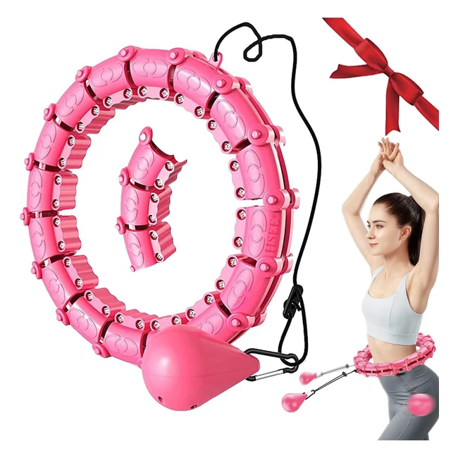 HSEE Weighted Smart Hula Hoop for Abdomen Fitness & Weight Loss - 360 Auto-Spinning Ball, Adjustable Size, 24 Detachable Knots