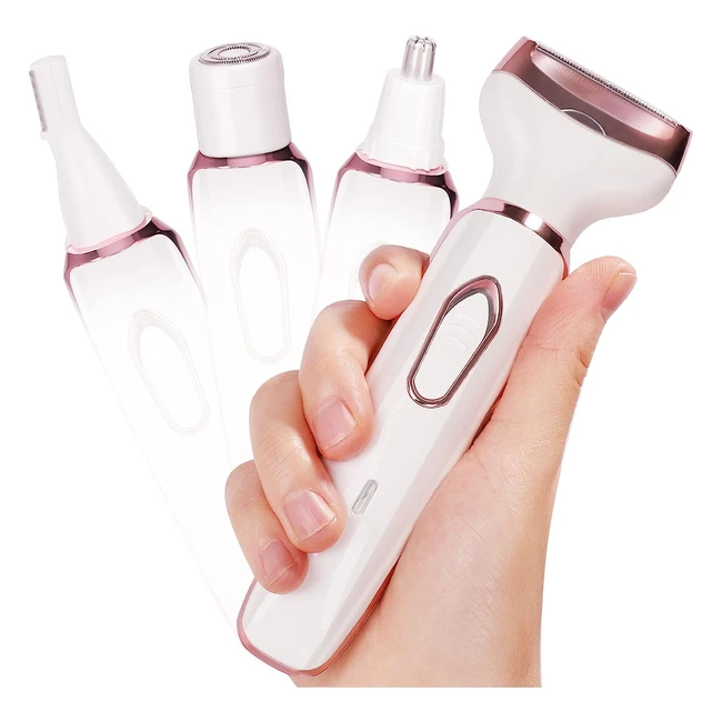 MHSY 4in1 Electric Lady Shaver for Face, Nose, Legs, and Underarms - Wet/Dry, Painless, Rechargeable, Portable