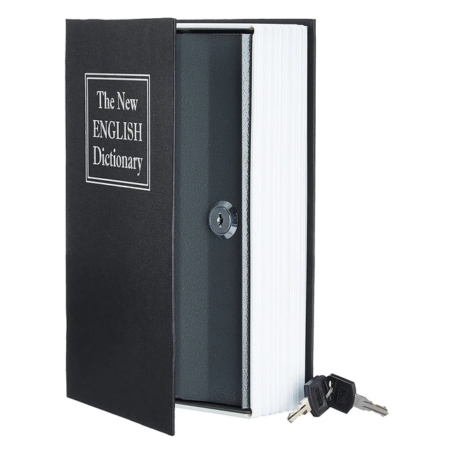 Sicherheitsbuch mit Schloss und Schlüssel - Amazon Basics - Schwarz - Verstecke deine Wertsachen