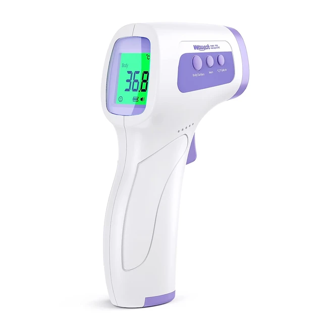 Thermomètre frontal adulte Wawech infrarouge sans contact LCD fonction mémoire 40 données alerte fièvre violet