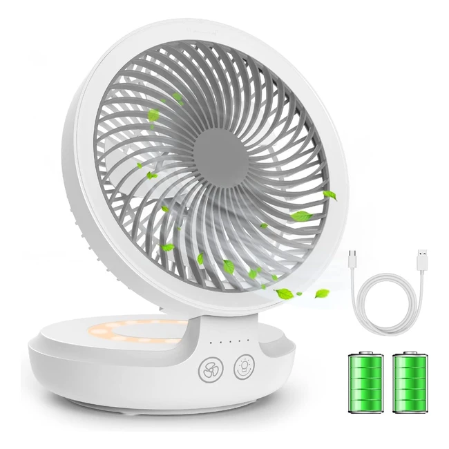 Ventilateur de bureau USB silencieux et portable avec veilleuse - 4 vitesses pour la maison et le bureau