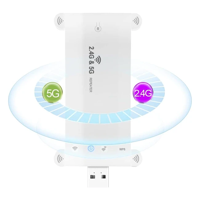 Amplificador WiFi USB Ankuy 1200 Mbps 2.4GHz y 5GHz Dual Signal Internet Booster Blanco