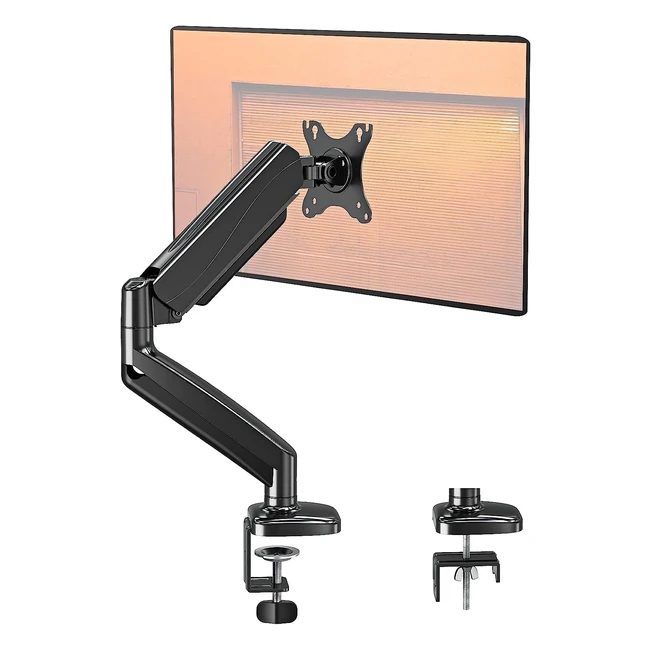 Elived Single Monitor Arm - Gas Spring, 360 Rotation, VESA 75x75/100x100mm, Up to 8kg