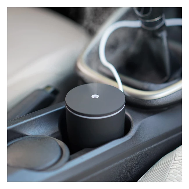 Difusor Aceites Esenciales 60ml - Mini Humidificador Ultrasónico de Niebla Fría con 7 Luces LED de Color - Apagado Automático USB - Silencioso para Coche y Oficina - Negro