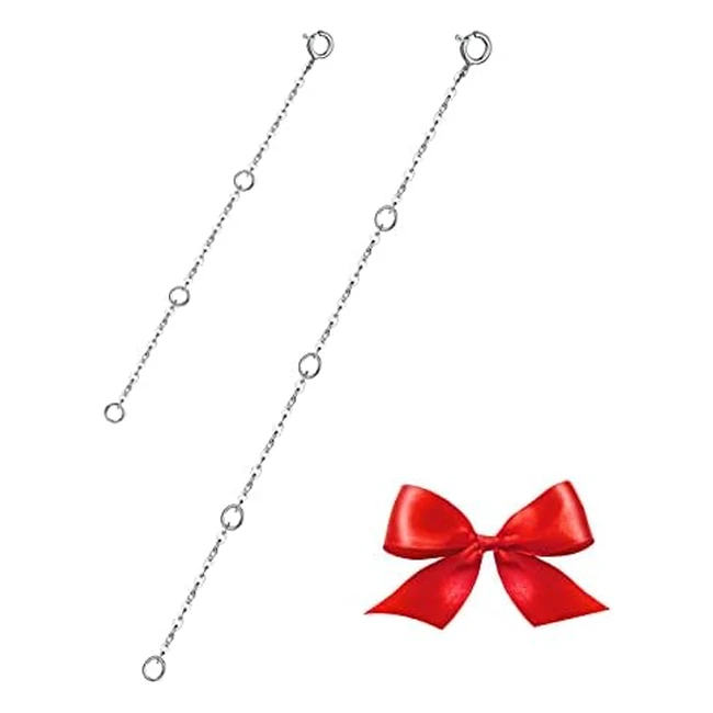 Ginomay Sterling Silver Necklace Extenders - Set of 2 - Adjustable Chain - Durab