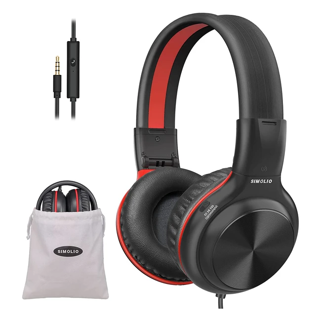 Casque filaire pour enfants Simolio avec microphone et limiteur de volume 85/94/104 dB - pliable et avec prise de partage