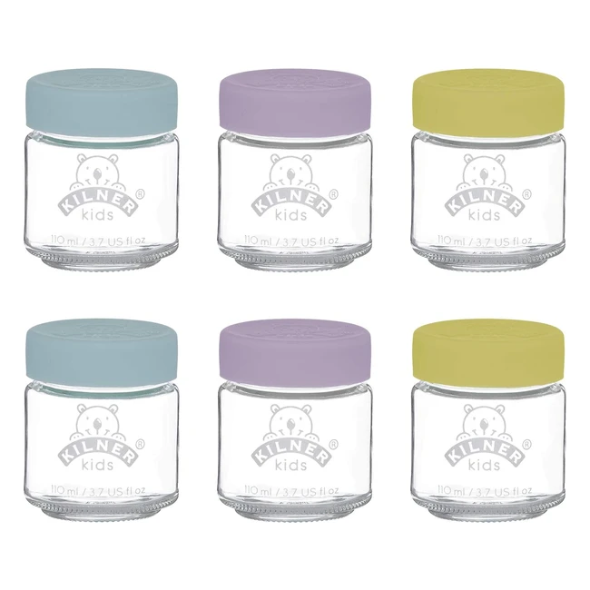 Vasetti per neonati Kilner in vetro da 110ml con chiusura in silicone - set da 6