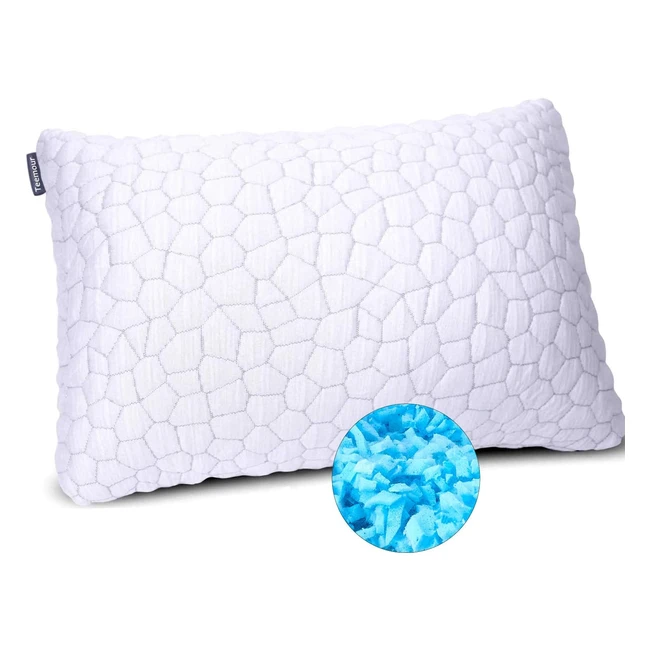 Qutool Adjustable Gel Shredded Memory Foam Pillow - Cool Bed Pillow for Sleeping - Queen Size - Ergonomic Design - Removable Filling - Premium Cooling Pillow - 1 Pack