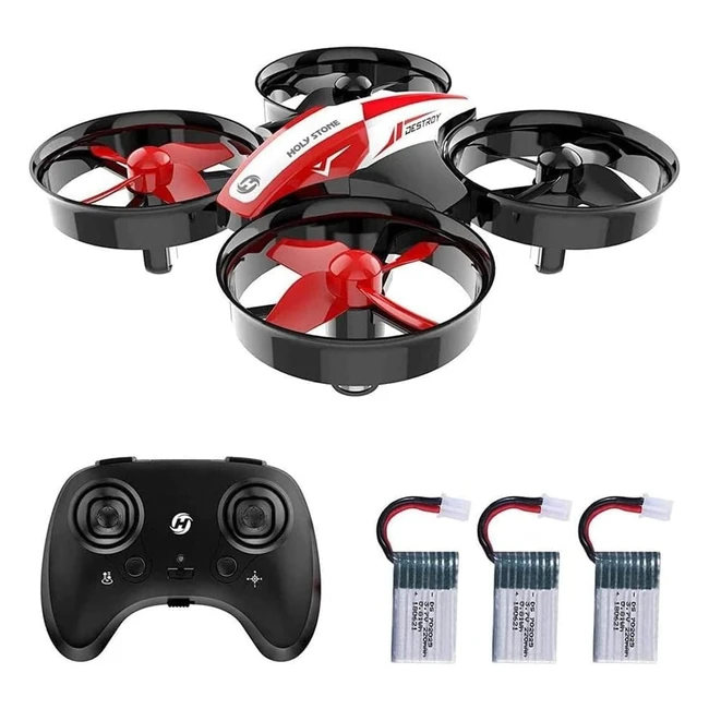 Mini drone quadricoptère pour enfants et débutants Holy Stone HS210 avec vol automatique, flips 3D, mode sans tête et piles supplémentaires - Rouge
