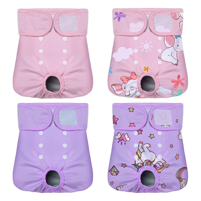 Pannolini riutilizzabili Petbank per cani femmina - 4 pezzi L - Super assorbenti, traspiranti e morbidi