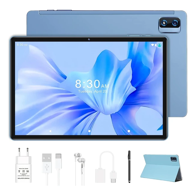 Tablette Tactile Yestel T10 Android 11 - 10 Pouces FHD - Caméras 13MP - 64Go Extensible - Face ID - Bluetooth - WiFi - 8000mAh - Bleu Glacier