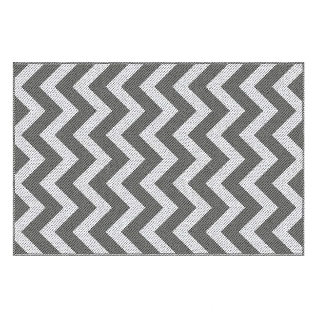 Outsunny Outdoor Teppich wasserdichter Kunststoff Teppich Balkon Teppich mit doppelseitigem Design für Patio Balkon Camping hellgrau/weiß 121 x 182 cm