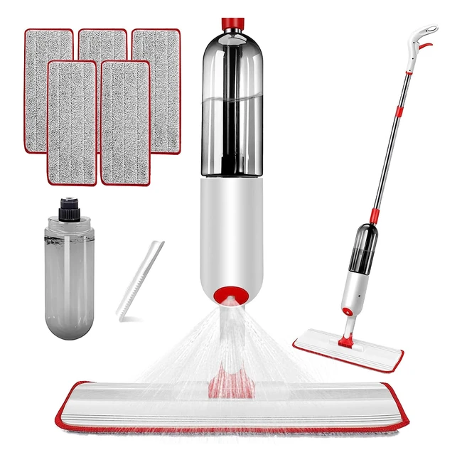 MasterTop Spray Mop Microfiber Flat Mop with 5 Reusable Pads - Dry Wet Mop for Floor Cleaning