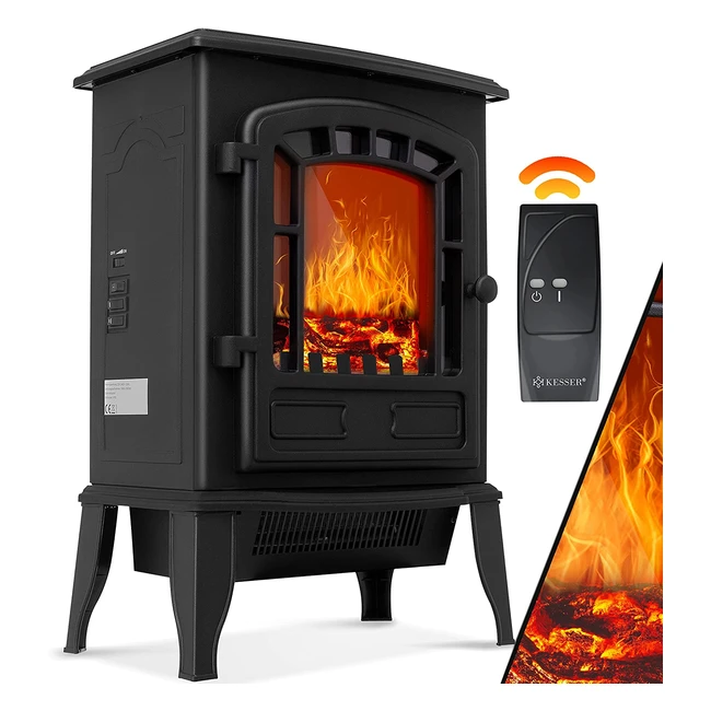 Chemine électrique Kesser 2000W avec radiateur soufflant, effet feu de cheminée LED, silencieux et réglable - Noir